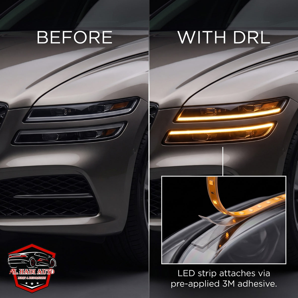 Flexible Headlight Drl With Running Indicator Guide Strip Light universal For All Car